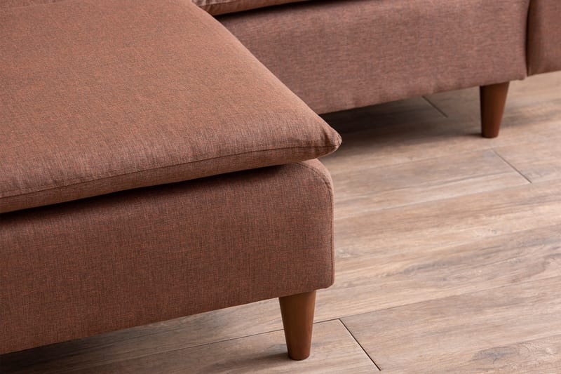 Lungo Sofa med Sjeselong 4-seter - Lys brun - Møbler - Sofaer - Sofa med sjeselong