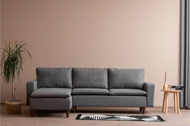 Lungo Sofa med Sjeselong 4-seter - Lys grå - Møbler - Sofaer - Sofa med sjeselong