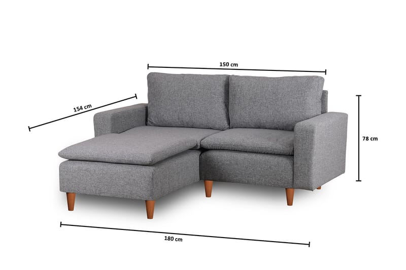 Lungo Sofa med Sjeselong 4-seter - Lys grå - Møbler - Sofaer - Sofa med sjeselong