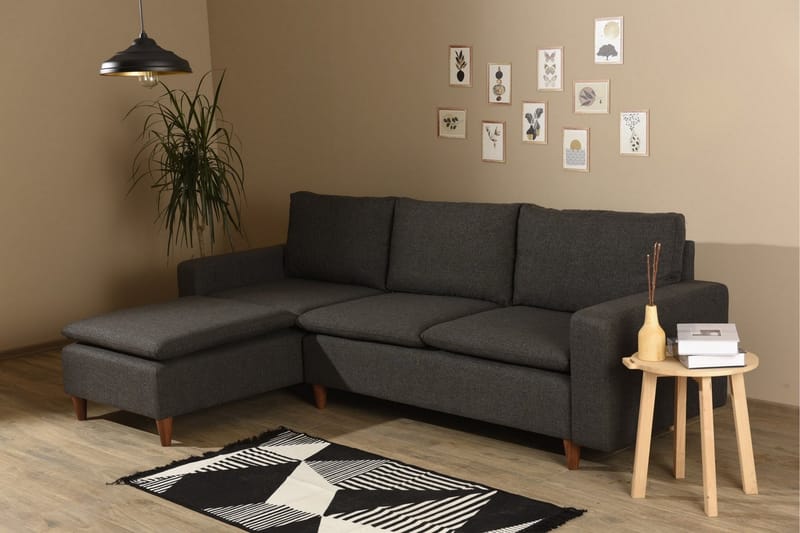 Lungo Sofa med Sjeselong 4-seter - Mørkegrå - Møbler - Sofaer - Sofa med sjeselong