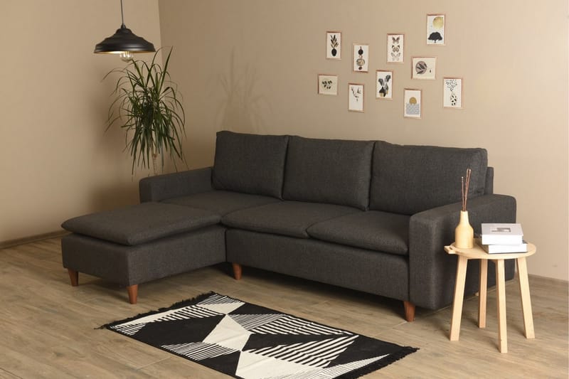 Lungo Sofa med Sjeselong 4-seter - Mørkegrå - Møbler - Sofaer - Sofa med sjeselong