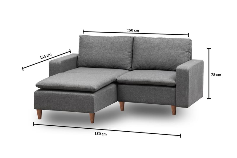 Lungo Sofa med Sjeselong 4-seter - Mørkegrå - Møbler - Sofaer - Sofa med sjeselong