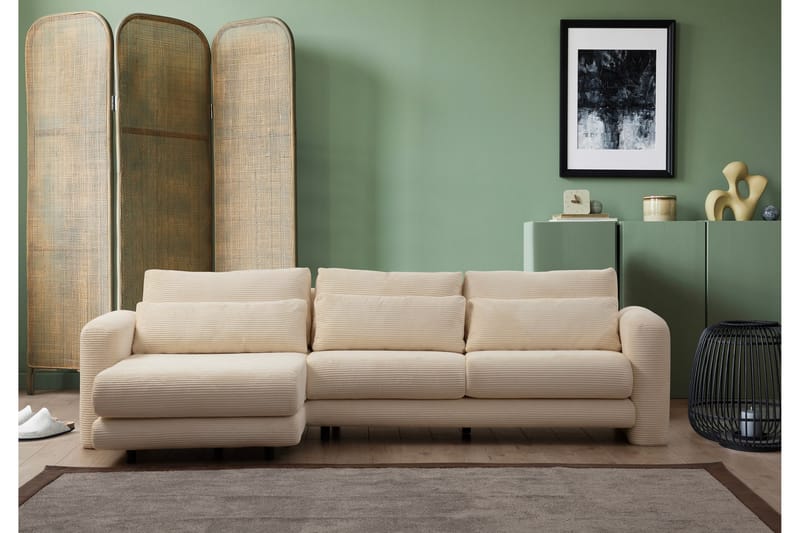 Makhan Sofa med Sjeselong 3-seter - Beige - Møbler - Sofaer - Sofa med sjeselong