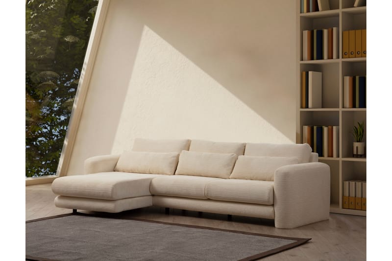 Makhan Sofa med Sjeselong 3-seter - Beige - Møbler - Sofaer - Sofa med sjeselong