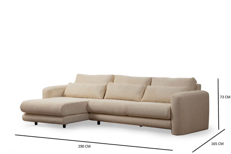 Makhan Sofa med Sjeselong 3-seter - Beige - Møbler - Sofaer - Sofa med sjeselong