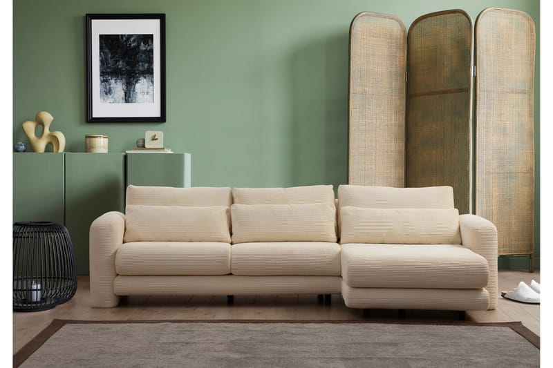 Makhan Sofa med Sjeselong 3-seter - Beige - Møbler - Sofaer - Sofa med sjeselong