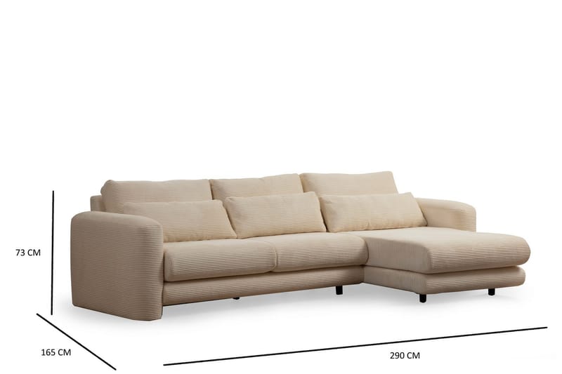 Makhan Sofa med Sjeselong 3-seter - Beige - Møbler - Sofaer - Sofa med sjeselong