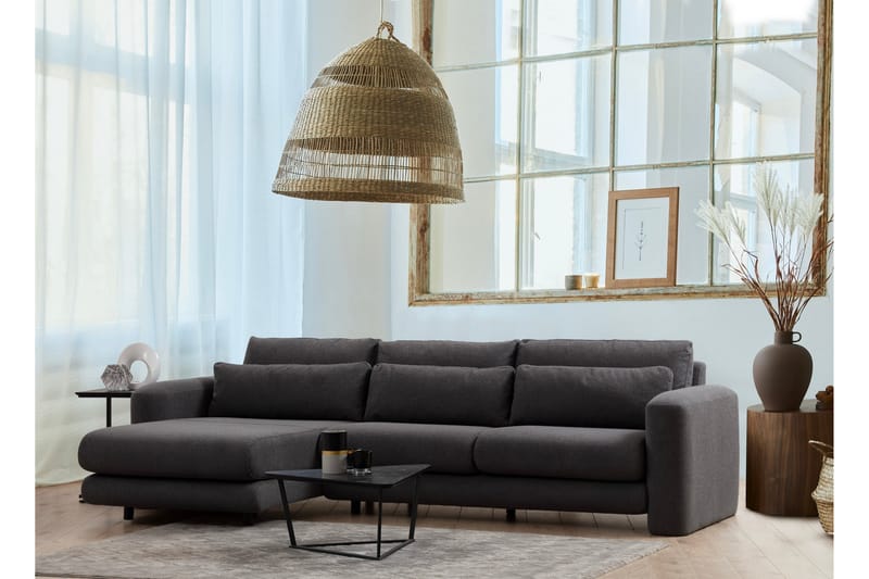 Makhan Sofa med Sjeselong 3-seter - Grå - Møbler - Sofaer - Sofa med sjeselong