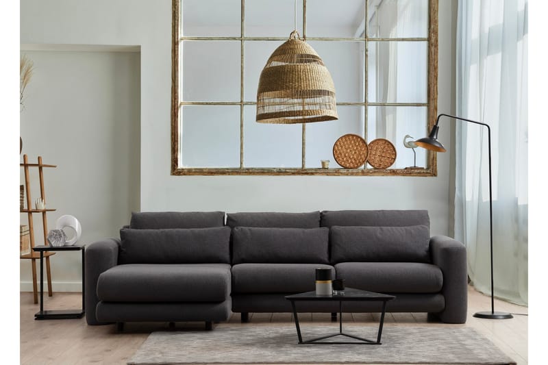 Makhan Sofa med Sjeselong 3-seter - Grå - Møbler - Sofaer - Sofa med sjeselong