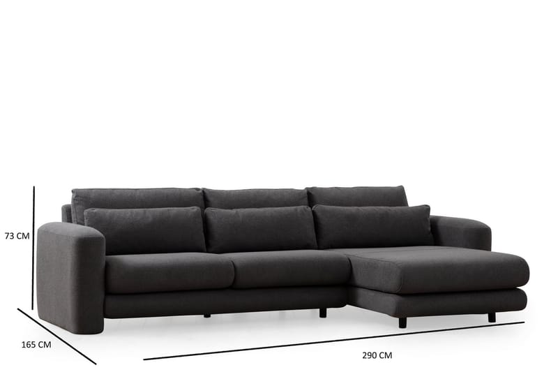 Makhan Sofa med Sjeselong 3-seter - Grå - Møbler - Sofaer - Sofa med sjeselong