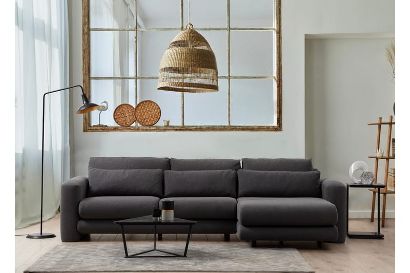 Makhan Sofa med Sjeselong 3-seter - Grå - Møbler - Sofaer - Sofa med sjeselong