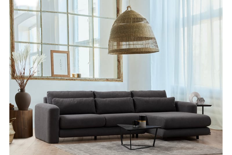 Makhan Sofa med Sjeselong 3-seter - Grå - Møbler - Sofaer - Sofa med sjeselong