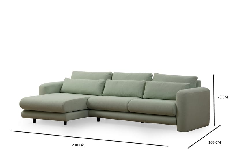 Makhan Sofa med Sjeselong 3-seter - Grønn - Møbler - Sofaer - Sofa med sjeselong