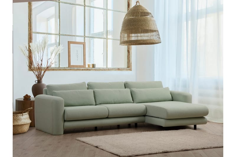 Makhan Sofa med Sjeselong 3-seter - Grønn - Møbler - Sofaer - Sofa med sjeselong