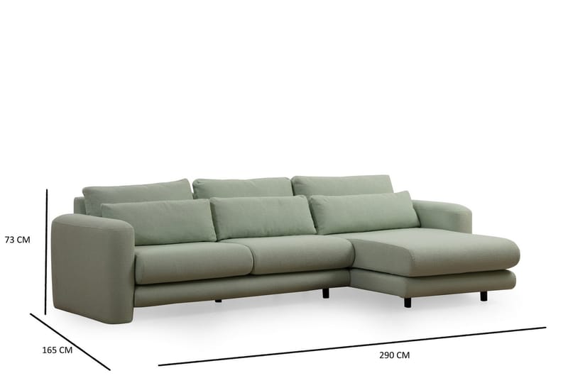 Makhan Sofa med Sjeselong 3-seter - Grønn - Møbler - Sofaer - Sofa med sjeselong