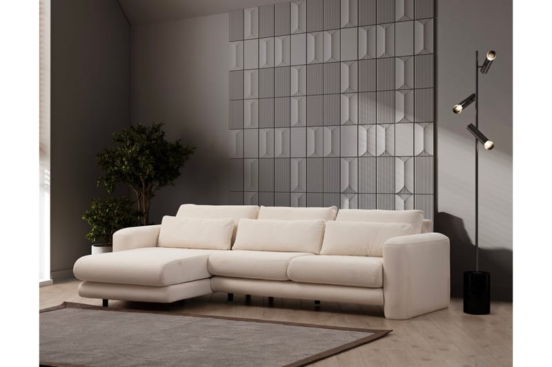 Makhan Sofa med Sjeselong 3-seter - Lys beige - Møbler - Sofaer - Sofa med sjeselong