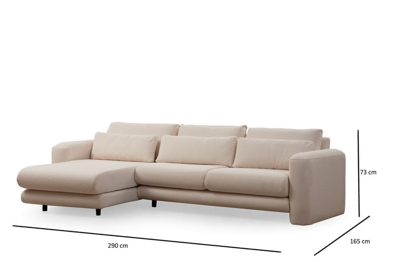 Makhan Sofa med Sjeselong 3-seter - Lys beige - Møbler - Sofaer - Sofa med sjeselong