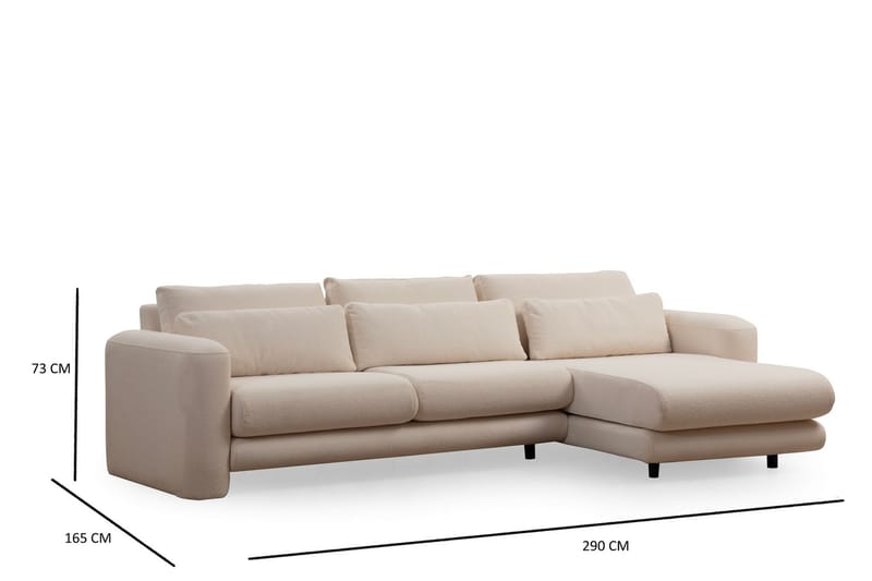 Makhan Sofa med Sjeselong 3-seter - Lys beige - Møbler - Sofaer - Sofa med sjeselong