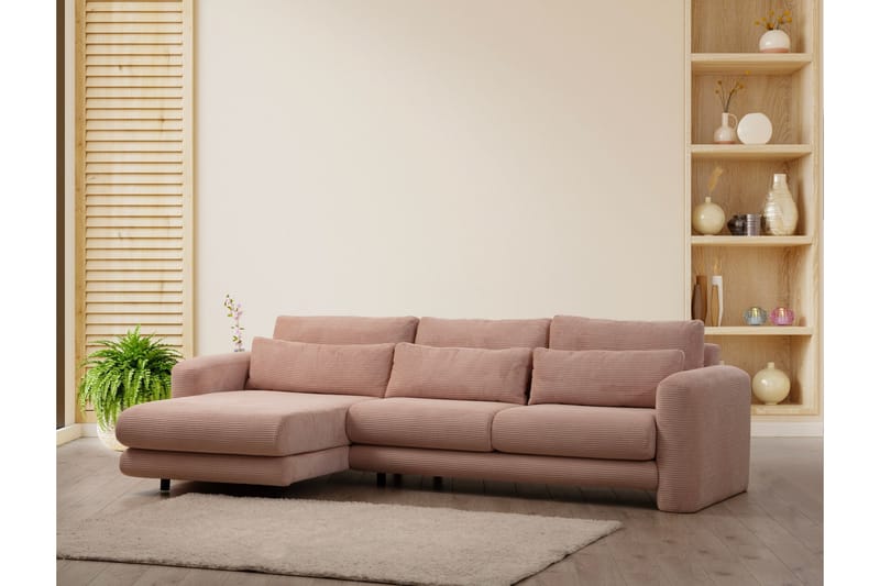 Makhan Sofa med Sjeselong 3-seter - Rosa - Møbler - Sofaer - Sofa med sjeselong