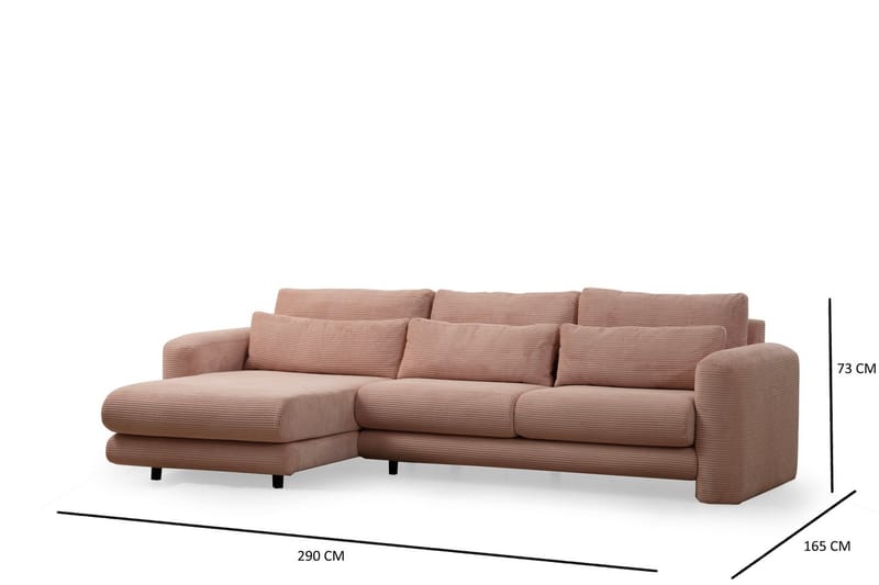 Makhan Sofa med Sjeselong 3-seter - Rosa - Møbler - Sofaer - Sofa med sjeselong