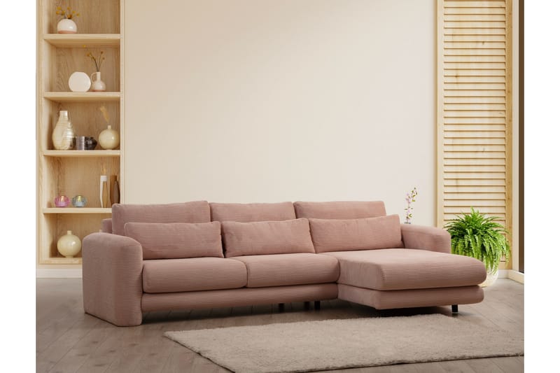 Makhan Sofa med Sjeselong 3-seter - Rosa - Møbler - Sofaer - Sofa med sjeselong