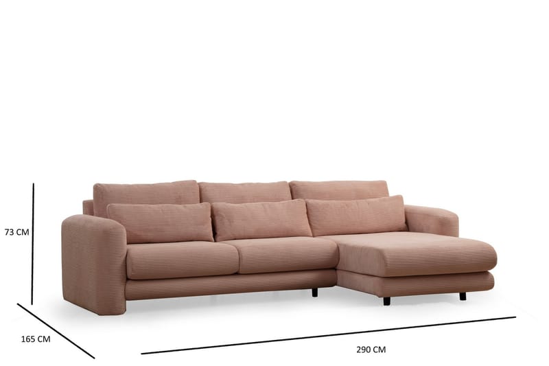 Makhan Sofa med Sjeselong 3-seter - Rosa - Møbler - Sofaer - Sofa med sjeselong