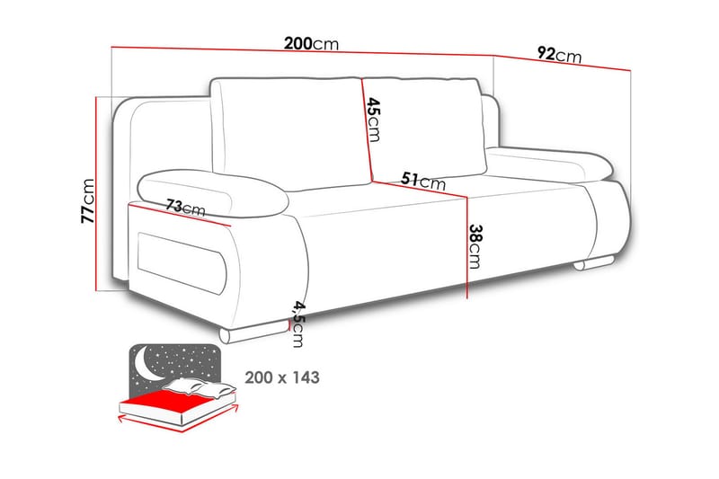 Marheim Sofa med Divan 3-seter - Svart/Hvit - Møbler - Sofaer - Sofa med sjeselong