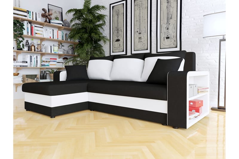 Marheim Sofa med Divan 3-seter - Svart/Hvit - Møbler - Sofaer - Sofa med sjeselong