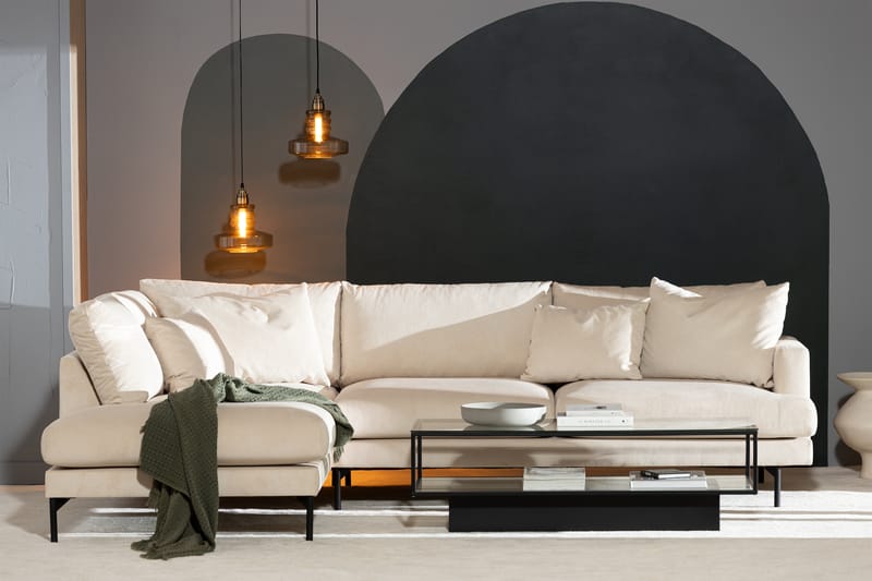 Menard 3-seters L Sofa Manchester med Sjeselong Venstre - Lys Beige / Natur - Møbler - Sofaer - Sofa med sjeselong