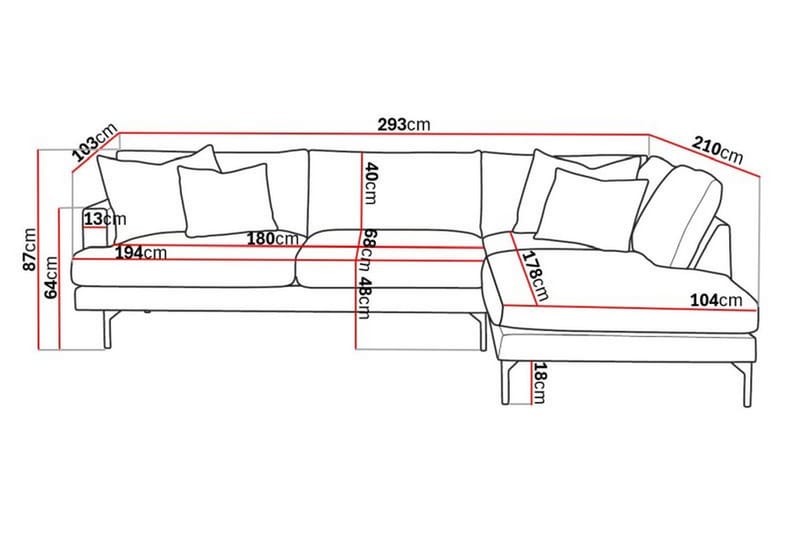 Menard 4-seters L Sofa Manchester med Sjeselong Høyre - Lys Beige / Natur - Møbler - Sofaer - Sofa med sjeselong