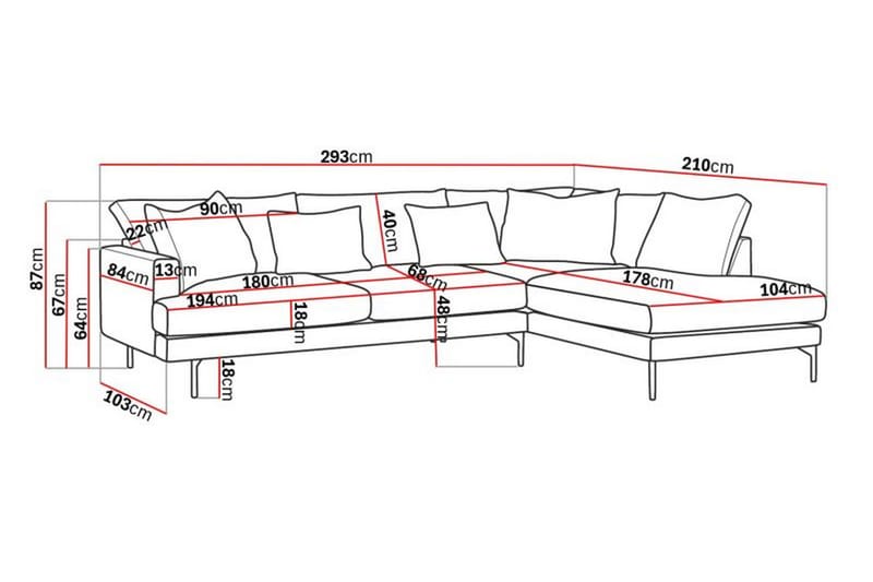 Menard 4-seters L Sofa Manchester med Sjeselong Høyre - Lys Beige / Natur - Møbler - Sofaer - Sofa med sjeselong