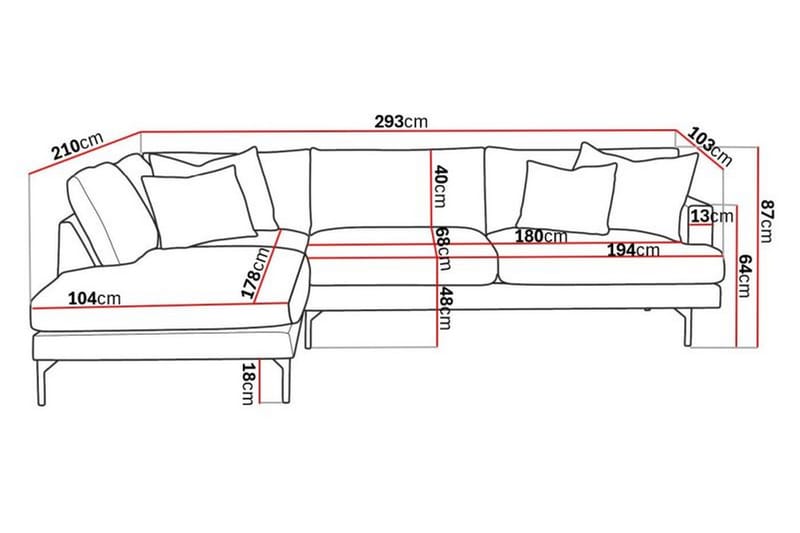 Menard 4-seters L Sofa Manchester med Sjeselong Venstre - Lys Beige / Natur - Møbler - Sofaer - Sofa med sjeselong