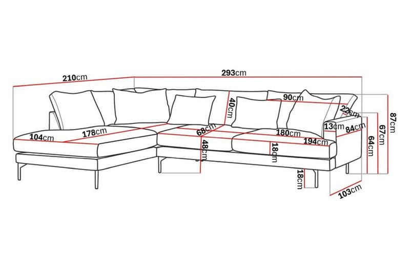 Menard 4-seters L Sofa Manchester med Sjeselong Venstre - Lys Beige / Natur - Møbler - Sofaer - Sofa med sjeselong