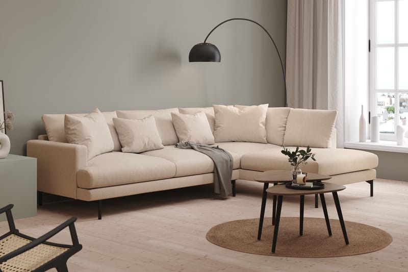 Menard 4-seters L Sofa med Sjeselong Høyre - Lys Beige / Natur - Møbler - Sofaer - Sofa med sjeselong