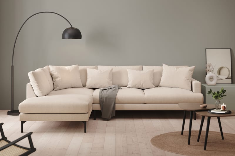 Menard 4-seters L Sofa med Sjeselong Venstre - Lys Beige / Natur - Møbler - Sofaer - Sofa med sjeselong