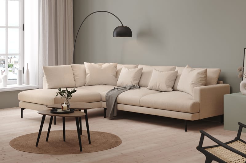 Menard 4-seters L Sofa med Sjeselong Venstre - Lys Beige / Natur - Møbler - Sofaer - Sofa med sjeselong