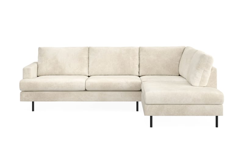 Menard Compact 4-seters Fløyel L Sofa med Sjeselong Høyre - Beige / Hvit - Møbler - Sofaer - Sofa med sjeselong