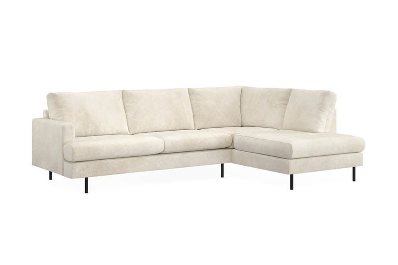 Menard Compact 4-seters Fløyel L Sofa med Sjeselong Høyre - Beige / Hvit - Møbler - Sofaer - Sofa med sjeselong