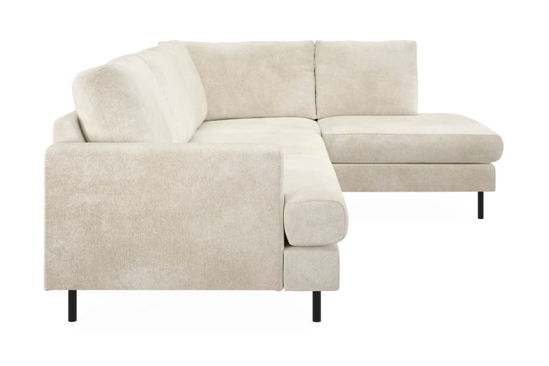 Menard Compact 4-seters Fløyel L Sofa med Sjeselong Høyre - Beige / Hvit - Møbler - Sofaer - Sofa med sjeselong