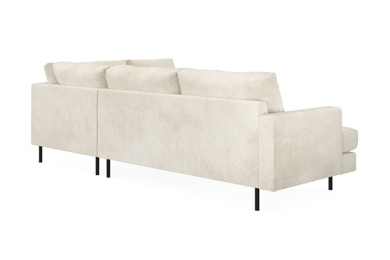 Menard Compact 4-seters Fløyel L Sofa med Sjeselong Høyre - Beige / Hvit - Møbler - Sofaer - Sofa med sjeselong