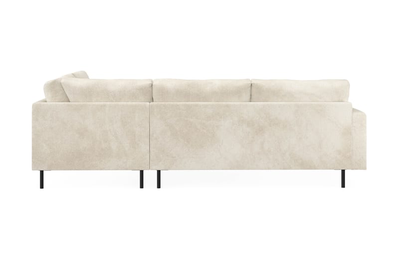 Menard Compact 4-seters Fløyel L Sofa med Sjeselong Høyre - Beige / Hvit - Møbler - Sofaer - Sofa med sjeselong