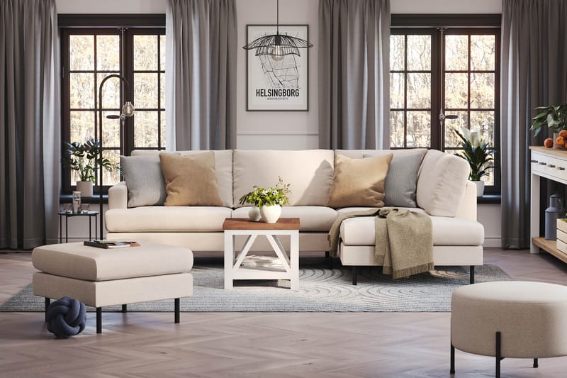 Menard Compact 4-seters L Sofa med Sjeselong Høyre - Beige - Møbler - Sofaer - Sofa med sjeselong