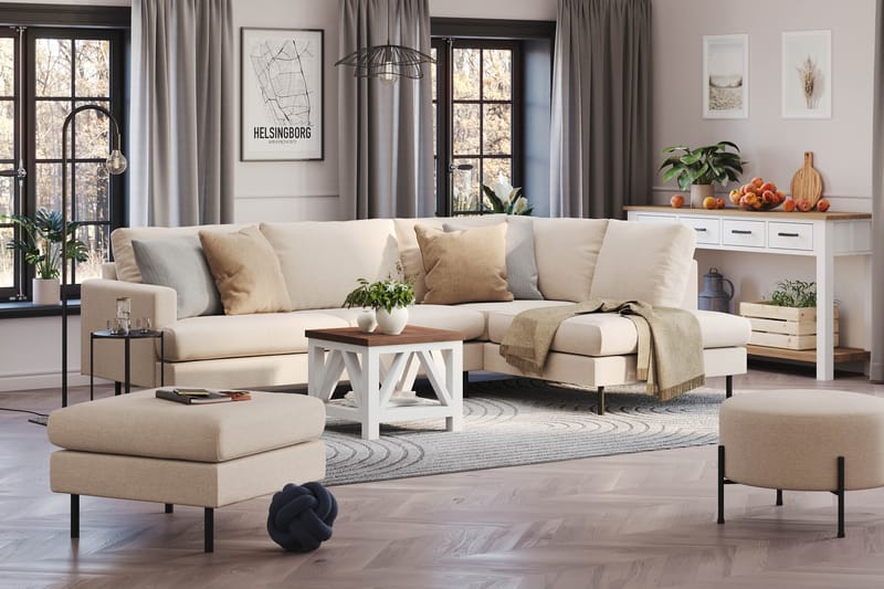 Menard Compact 4-seters L Sofa med Sjeselong Høyre - Beige - Møbler - Sofaer - Sofa med sjeselong