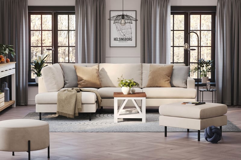 Menard Compact 4-seters L Sofa med Sjeselong Venstre - Lys Beige - Møbler - Sofaer - Sofa med sjeselong