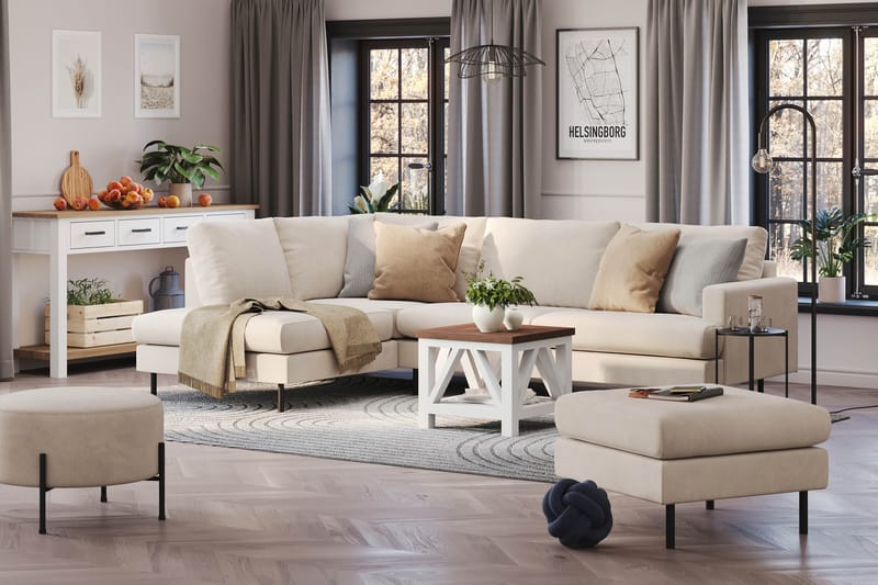 Menard Compact 4-seters L Sofa med Sjeselong Venstre - Lys Beige - Møbler - Sofaer - Sofa med sjeselong