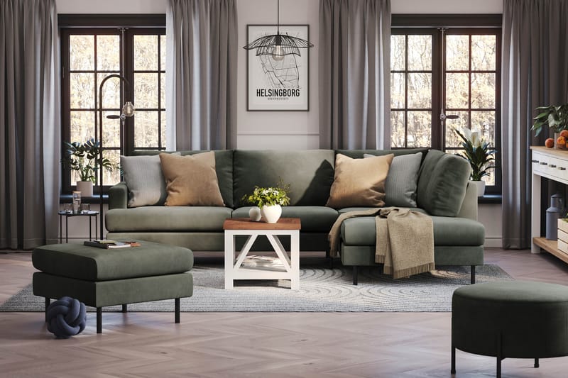 Menard Compact 4-seters Manchester L Sofa Sjeselong 4-seters - Mørkegrønn - Møbler - Sofaer - Sofa med sjeselong