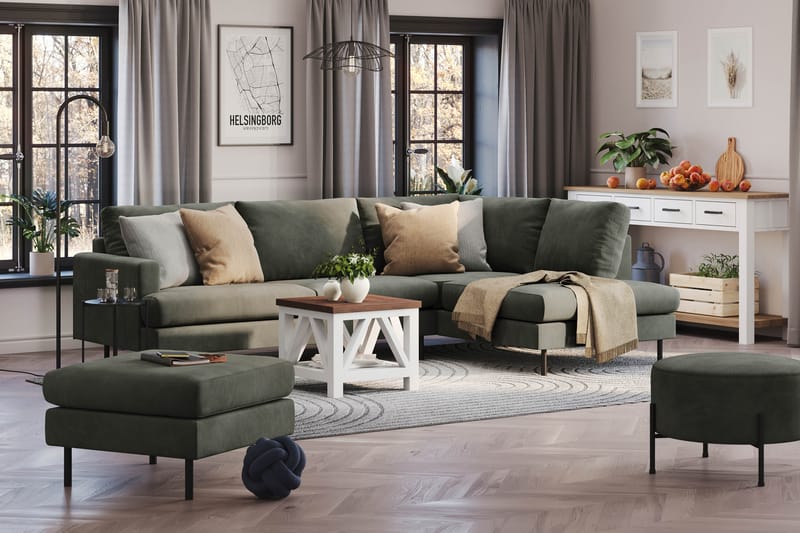 Menard Compact 4-seters Manchester L Sofa Sjeselong 4-seters - Mørkegrønn - Møbler - Sofaer - Sofa med sjeselong