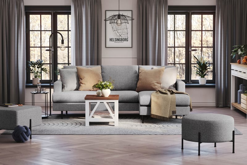 Menard Compact Sofa med divan 3-seter - Grå - Møbler - Sofaer - Sofa med sjeselong