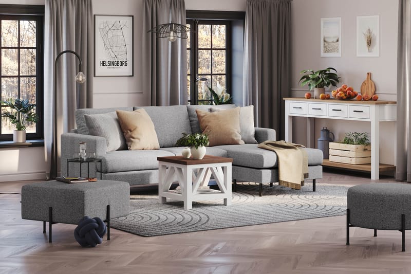 Menard Compact Sofa med divan 3-seter - Grå - Møbler - Sofaer - Sofa med sjeselong