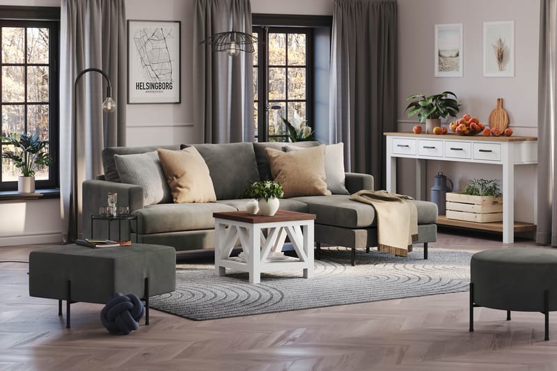 Menard Compact Sofa med Divan 3-seter - Grå - Møbler - Sofaer - Sofa med sjeselong